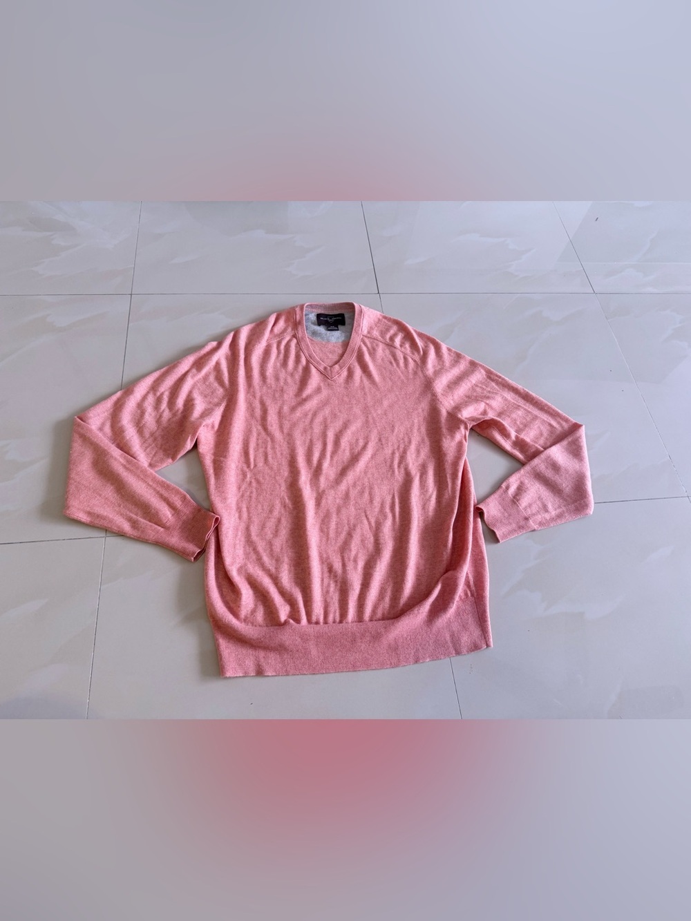 Black Brown 1826 Men's Coral Pink V-Neck Sweater